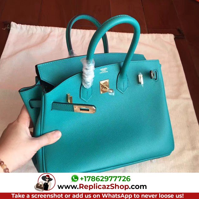 Hermes Blue Paon Epsom Birkin 25cm Lushentic AAAAA Grade Replica - Image 6