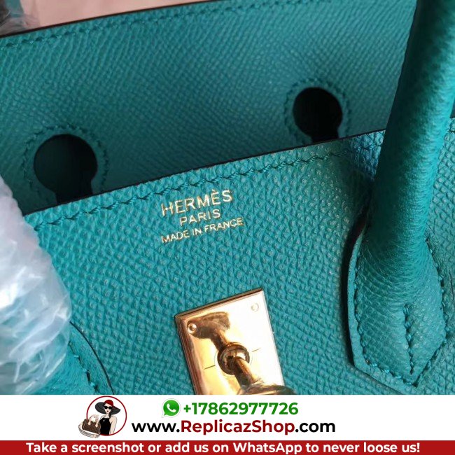 Hermes Blue Paon Epsom Birkin 25cm Lushentic AAAAA Grade Replica - Image 8