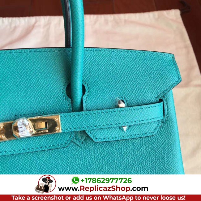 Hermes Blue Paon Epsom Birkin 25cm Lushentic AAAAA Grade Replica - Image 9