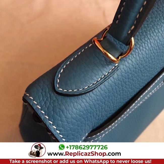 Hermes Blue Jean Clemence Kelly Retourne 32cm Lushentic AAAAA Grade Replica - Image 3