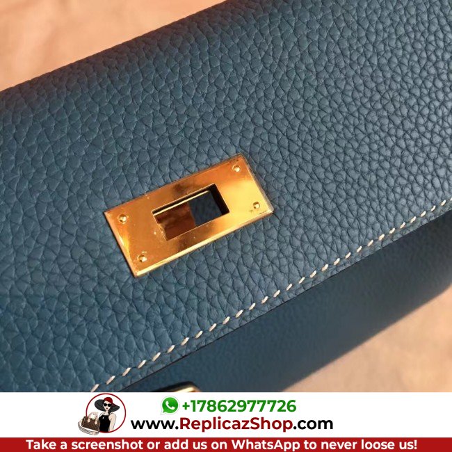 Hermes Blue Jean Clemence Kelly Retourne 32cm Lushentic AAAAA Grade Replica - Image 4