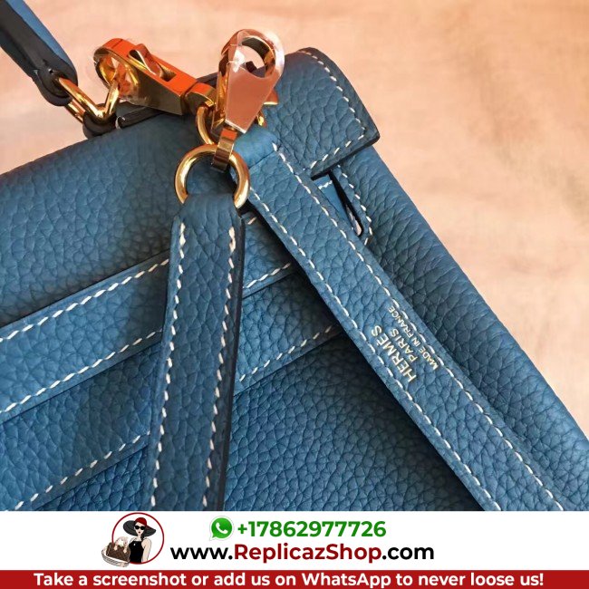 Hermes Blue Jean Clemence Kelly Retourne 32cm Lushentic AAAAA Grade Replica - Image 7