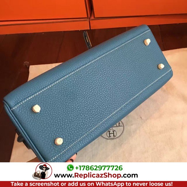 Hermes Blue Jean Clemence Kelly Retourne 32cm Lushentic AAAAA Grade Replica - Image 10