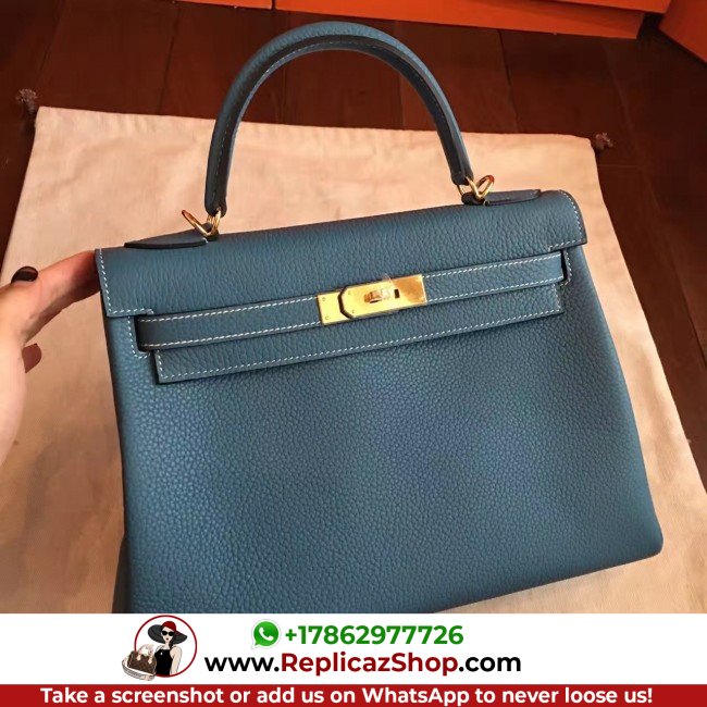 Hermes Blue Jean Clemence Kelly Retourne 32cm Lushentic AAAAA Grade Replica