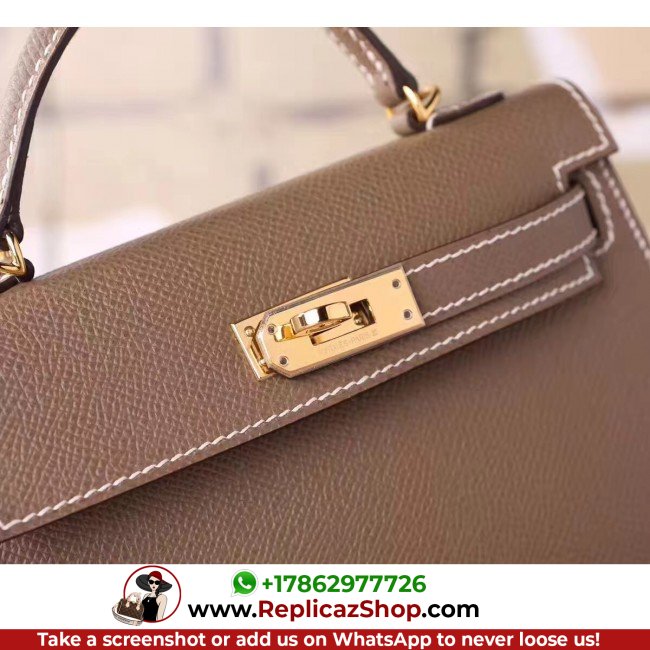 Hermes Etoupe Epsom Kelly Mini II 20cm Lushentic AAAAA Grade Replica - Image 4