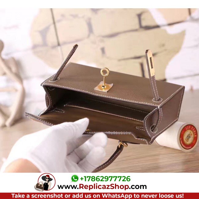 Hermes Etoupe Epsom Kelly Mini II 20cm Lushentic AAAAA Grade Replica - Image 6