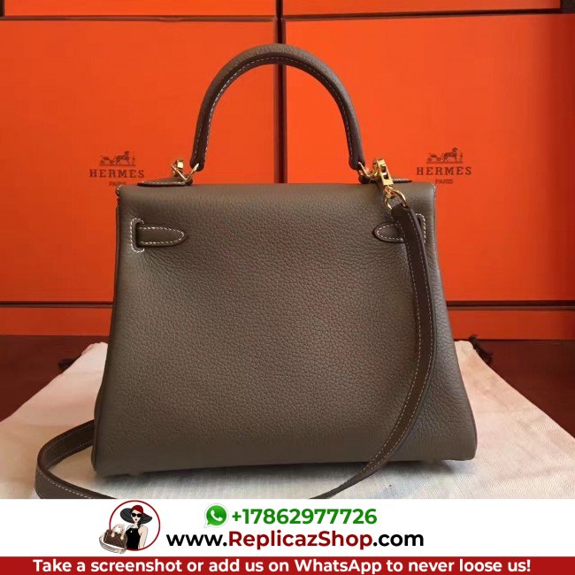 Hermes Etoupe Clemence Kelly 25cm Retourne Lushentic AAAAA Grade Replica - Image 4