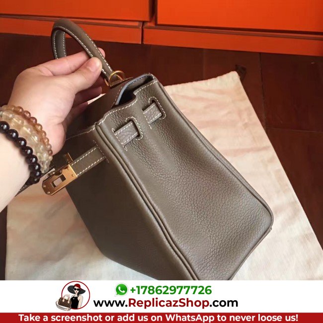 Hermes Etoupe Clemence Kelly 25cm Retourne Lushentic AAAAA Grade Replica - Image 5