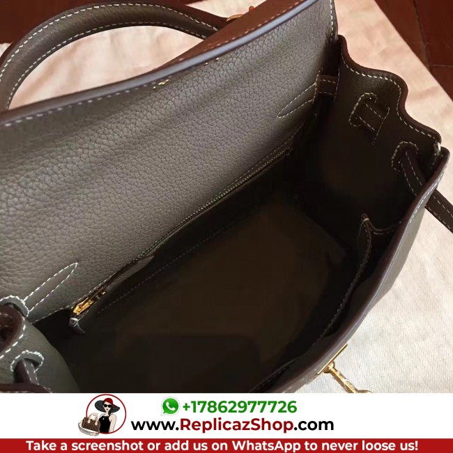 Hermes Etoupe Clemence Kelly 25cm Retourne Lushentic AAAAA Grade Replica - Image 6