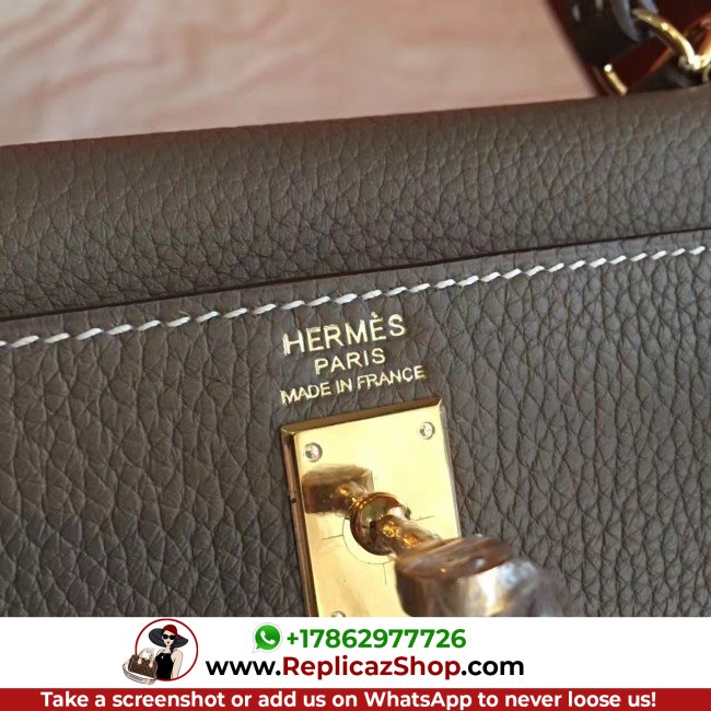 Hermes Etoupe Clemence Kelly 25cm Retourne Lushentic AAAAA Grade Replica - Image 9