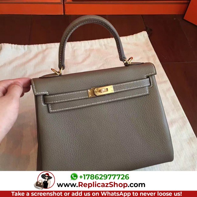 Hermes Etoupe Clemence Kelly 25cm Retourne Lushentic AAAAA Grade Replica