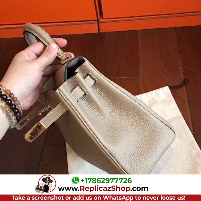 Hermes Grey Clemence Kelly 25cm Lushentic AAAAA Grade Replica - Image 3