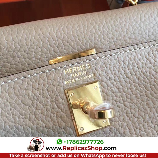 Hermes Grey Clemence Kelly 25cm Lushentic AAAAA Grade Replica - Image 4