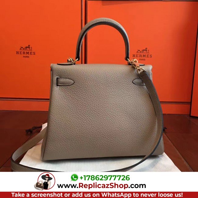 Hermes Grey Clemence Kelly 25cm Lushentic AAAAA Grade Replica - Image 5