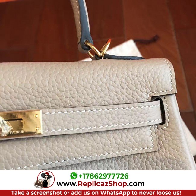 Hermes Grey Clemence Kelly 25cm Lushentic AAAAA Grade Replica - Image 6