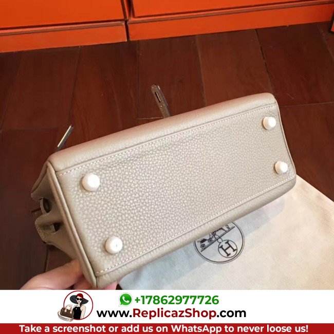 Hermes Grey Clemence Kelly 25cm Lushentic AAAAA Grade Replica - Image 7