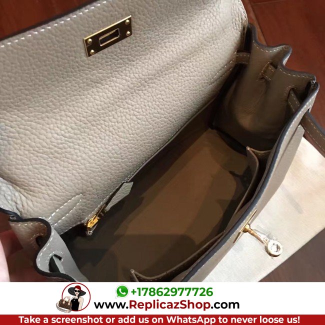 Hermes Grey Clemence Kelly 25cm Lushentic AAAAA Grade Replica - Image 8