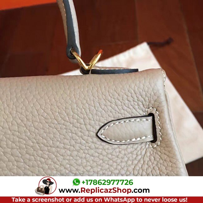 Hermes Grey Clemence Kelly 25cm Lushentic AAAAA Grade Replica - Image 9