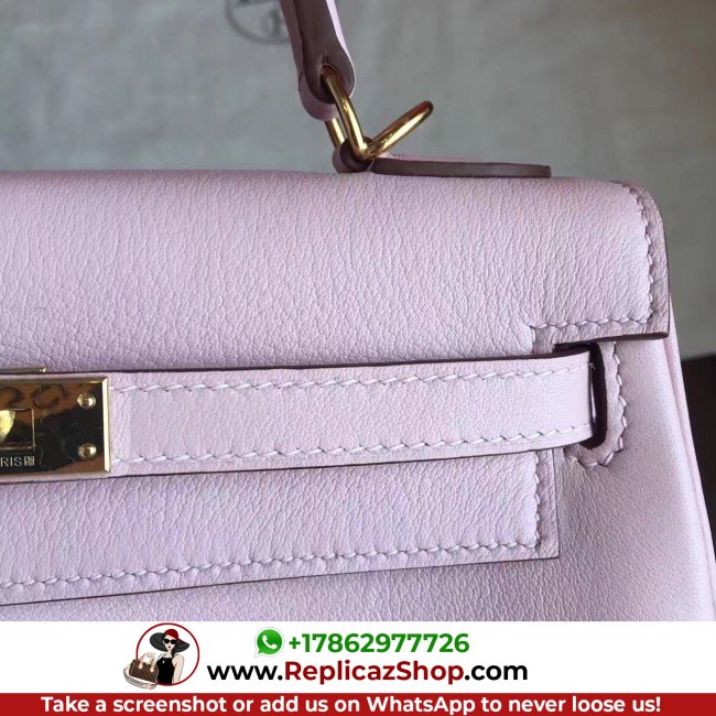 Hermes Rose Dragee Swift Kelly Retourne 28cm Lushentic AAAAA Grade Replica - Image 3