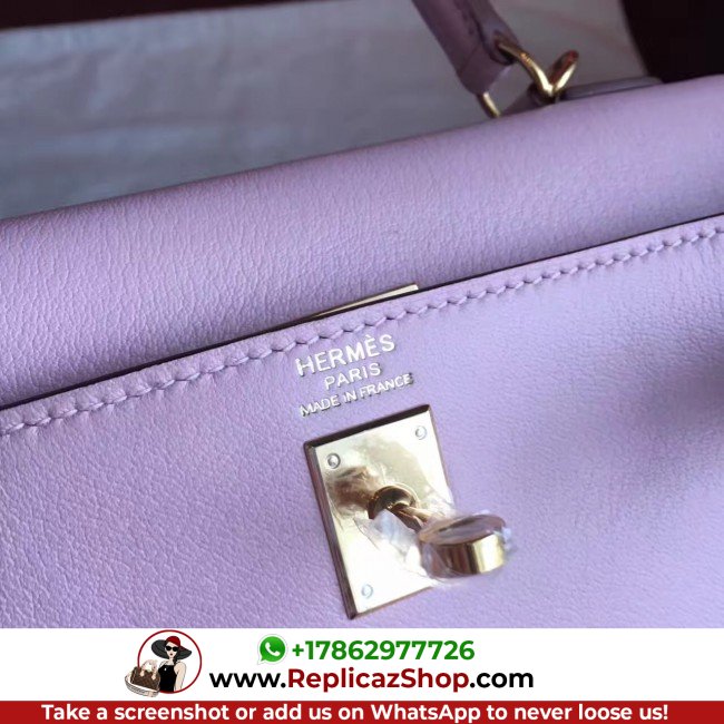 Hermes Rose Dragee Swift Kelly Retourne 28cm Lushentic AAAAA Grade Replica - Image 4