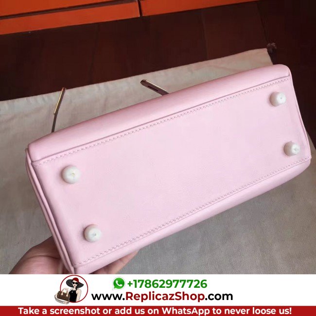Hermes Rose Dragee Swift Kelly Retourne 28cm Lushentic AAAAA Grade Replica - Image 9