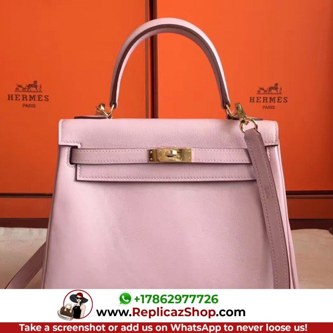 Hermes Rose Dragee Swift Kelly Retourne 28cm Lushentic AAAAA Grade Replica