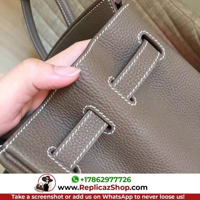 Hermes Etoupe Clemence Birkin 35cm Lushentic AAAAA Grade Replica (Copy) - Image 4