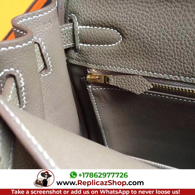 Hermes Etoupe Clemence Birkin 35cm Lushentic AAAAA Grade Replica (Copy) - Image 8