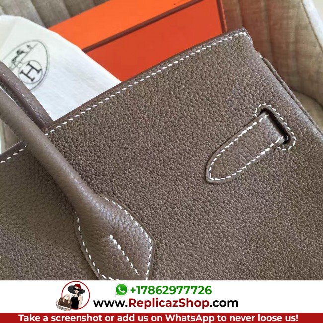 Hermes Etoupe Clemence Birkin 35cm Lushentic AAAAA Grade Replica (Copy) - Image 9