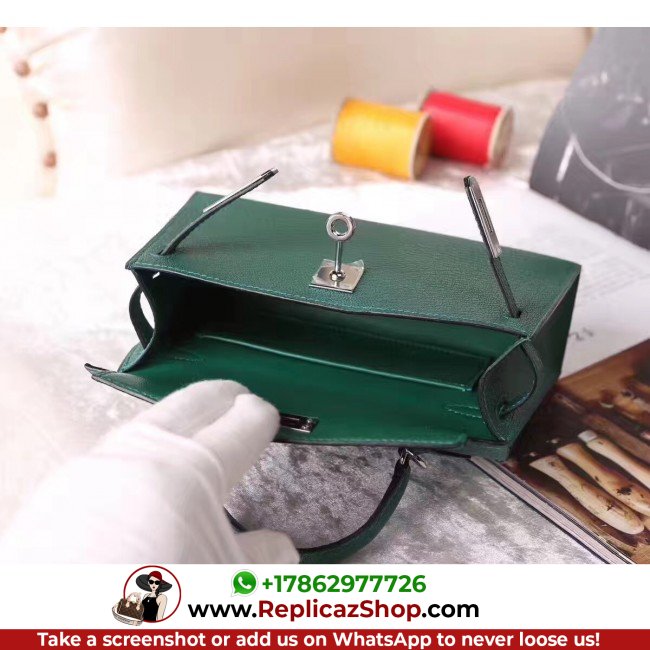 Hermes Malachite Chevre Kelly Mini II 20cm Lushentic AAAAA Grade Replica - Image 4