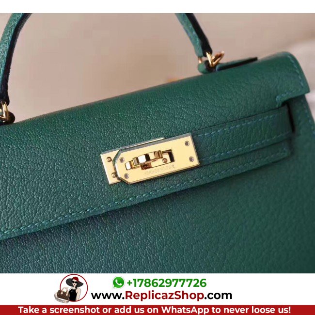 Hermes Malachite Chevre Kelly Mini II 20cm Lushentic AAAAA Grade Replica - Image 5