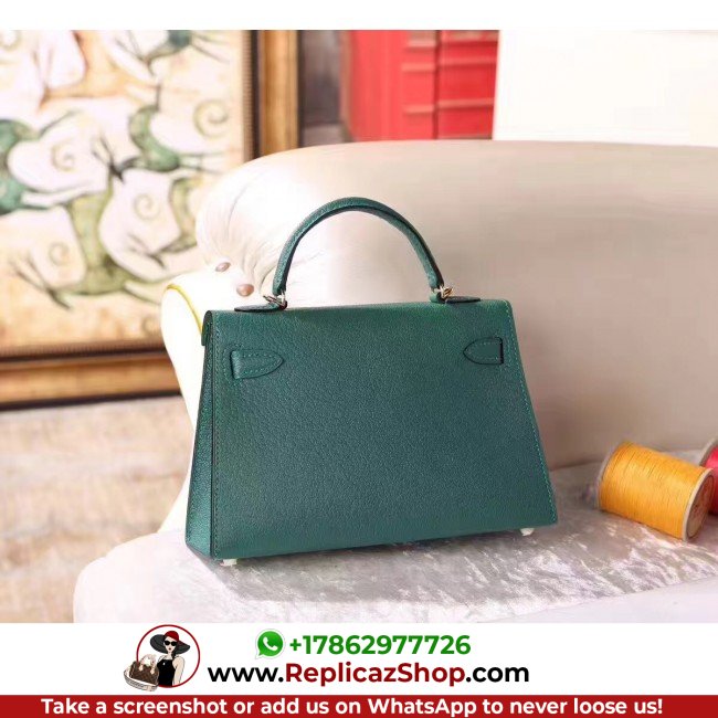 Hermes Malachite Chevre Kelly Mini II 20cm Lushentic AAAAA Grade Replica - Image 7