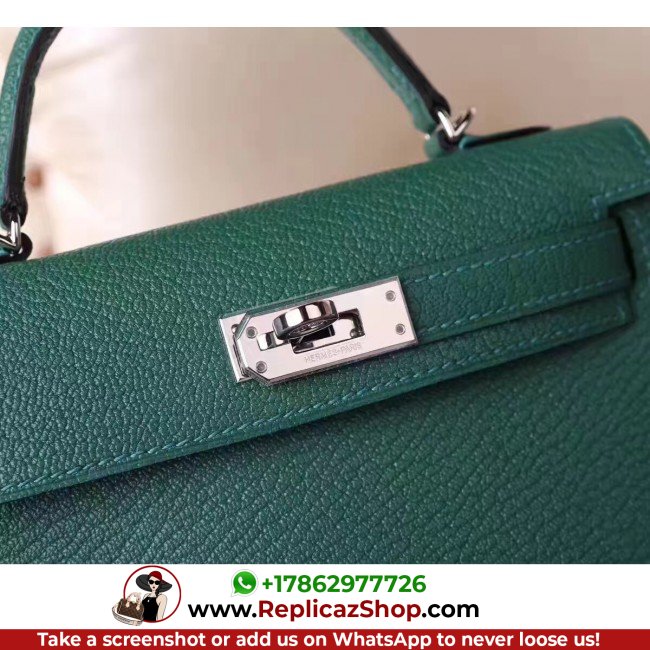 Hermes Malachite Chevre Kelly Mini II 20cm Lushentic AAAAA Grade Replica - Image 8