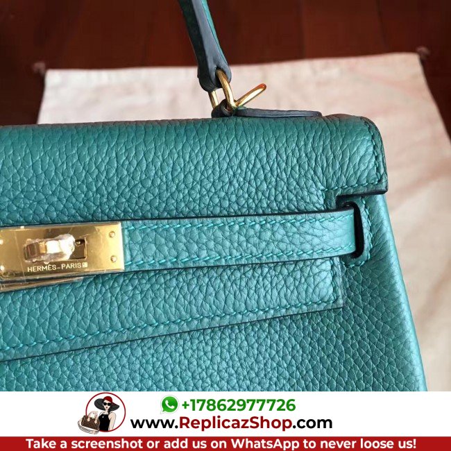 Hermes Malachite Clemence Kelly 25cm Retourne Lushentic AAAAA Grade Replica - Image 8