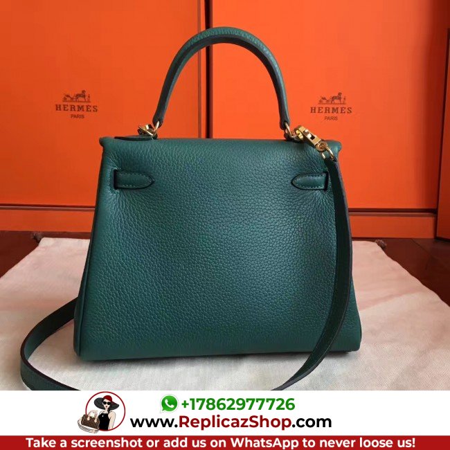 Hermes Malachite Clemence Kelly 25cm Retourne Lushentic AAAAA Grade Replica - Image 9