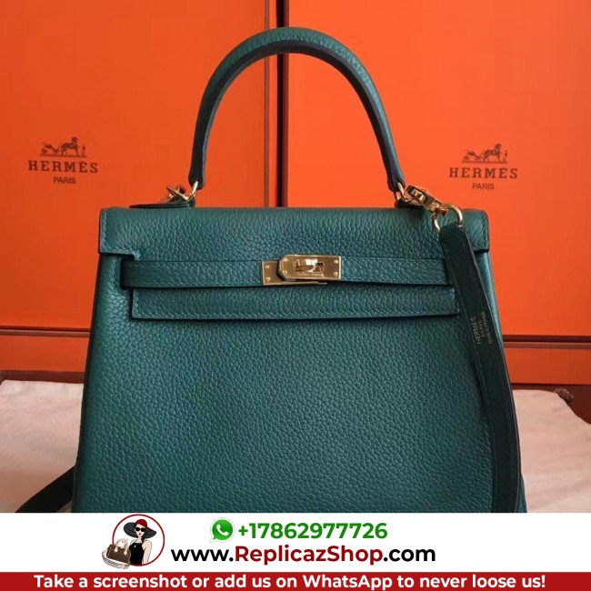 Hermes Malachite Clemence Kelly 25cm Retourne Lushentic AAAAA Grade Replica