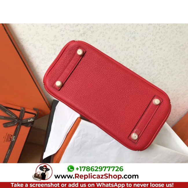 Hermes Red Clemence Birkin 25cm Lushentic AAAAA Grade Replica - Image 4
