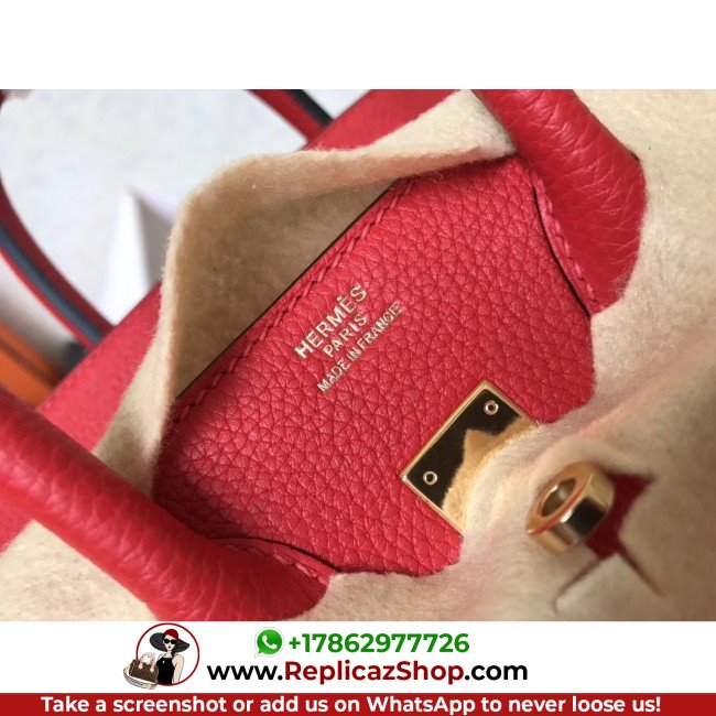 Hermes Red Clemence Birkin 25cm Lushentic AAAAA Grade Replica - Image 5