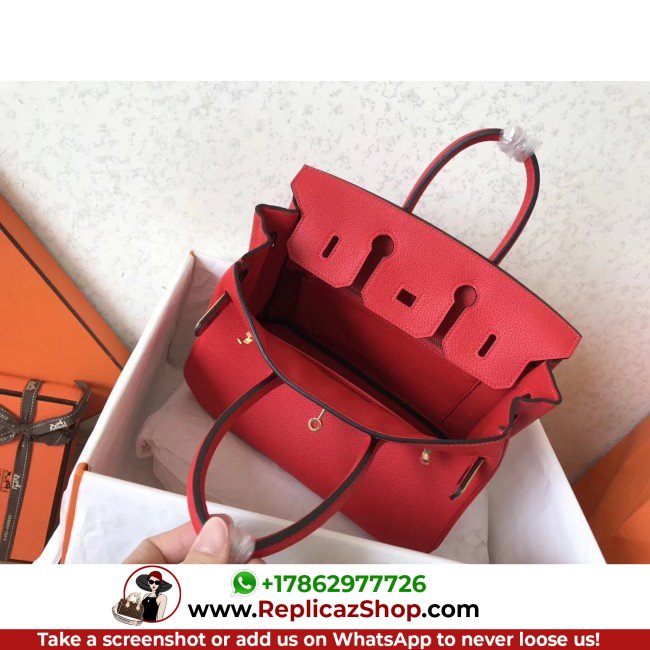 Hermes Red Clemence Birkin 25cm Lushentic AAAAA Grade Replica - Image 6