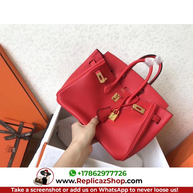 Hermes Red Clemence Birkin 25cm Lushentic AAAAA Grade Replica - Image 2