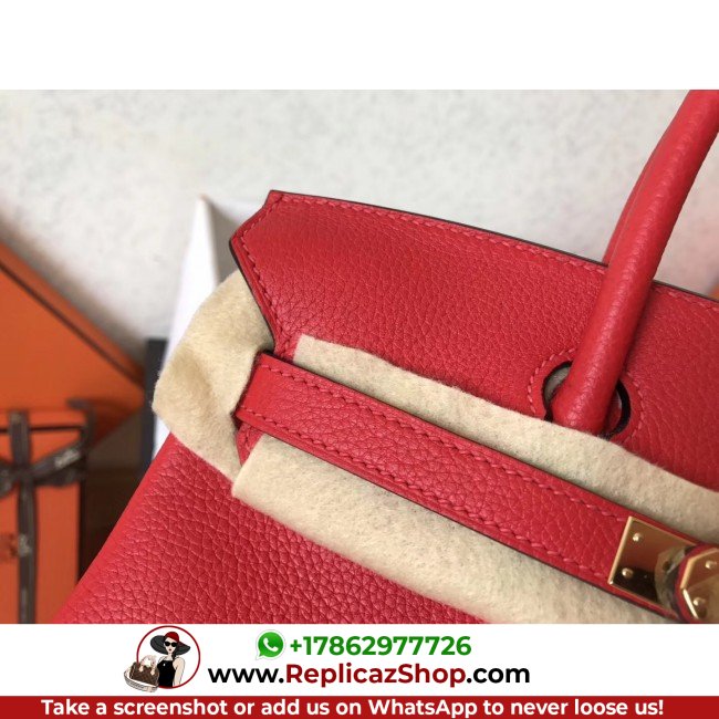 Hermes Red Clemence Birkin 25cm Lushentic AAAAA Grade Replica - Image 7