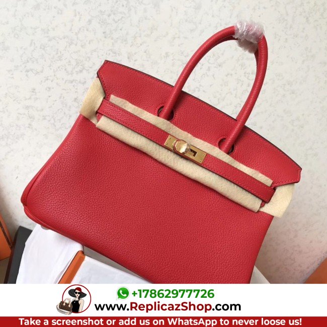 Hermes Red Clemence Birkin 25cm Lushentic AAAAA Grade Replica