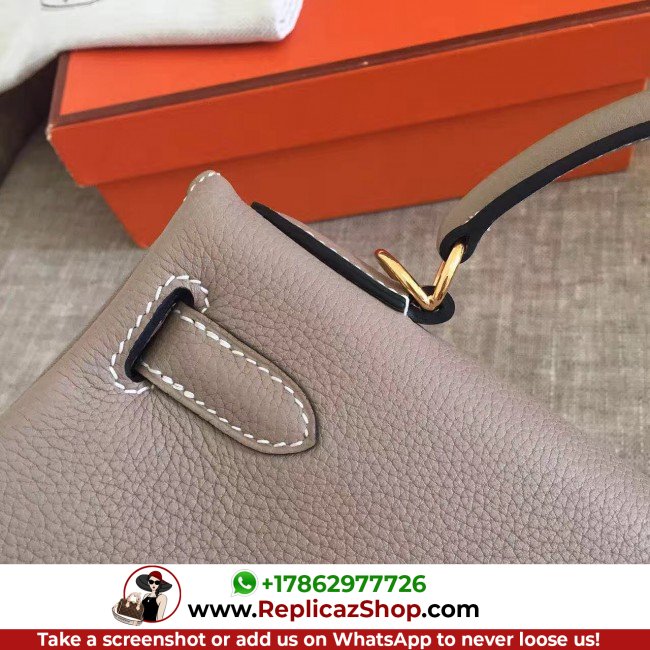 Hermes Grey Clemence Kelly Retourne 28cm Lushentic AAAAA Grade Replica - Image 4