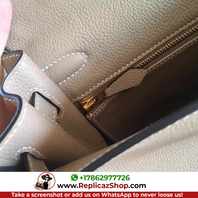 Hermes Grey Clemence Kelly Retourne 28cm Lushentic AAAAA Grade Replica - Image 8