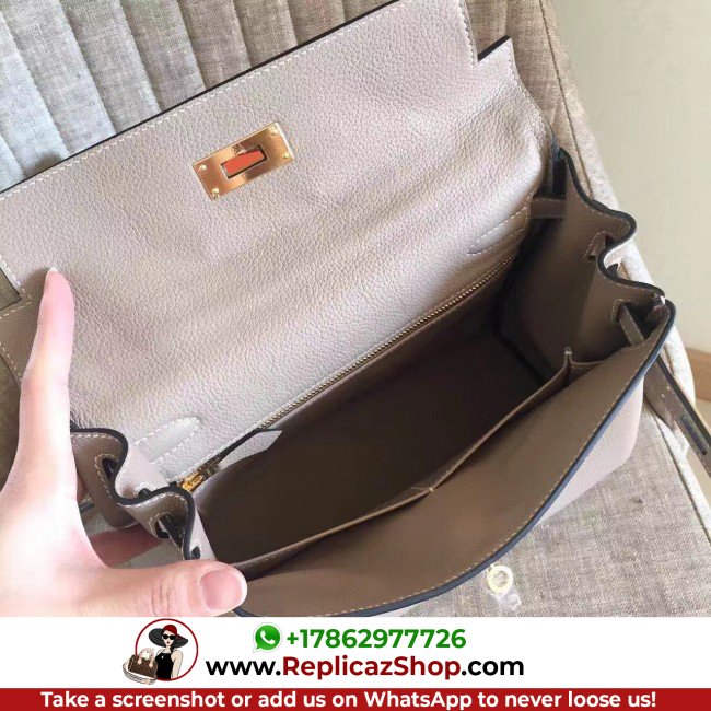 Hermes Grey Clemence Kelly Retourne 28cm Lushentic AAAAA Grade Replica - Image 9
