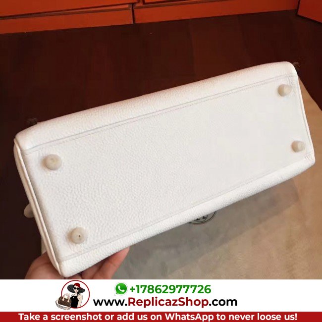 Hermes White Clemence Kelly Retourne 32cm Lushentic AAAAA Grade Replica - Image 3
