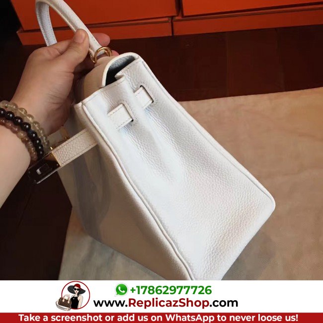 Hermes White Clemence Kelly Retourne 32cm Lushentic AAAAA Grade Replica - Image 8