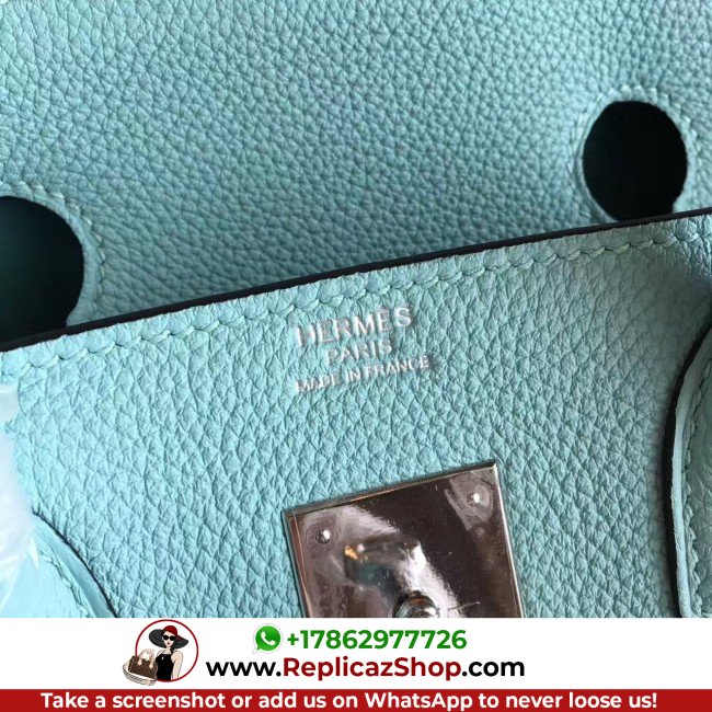 Hermes Blue Atoll Clemence Birkin 30cm Lushentic AAAAA Grade Replica - Image 3