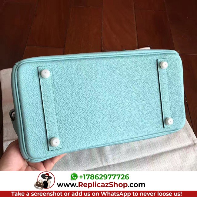 Hermes Blue Atoll Clemence Birkin 30cm Lushentic AAAAA Grade Replica - Image 5
