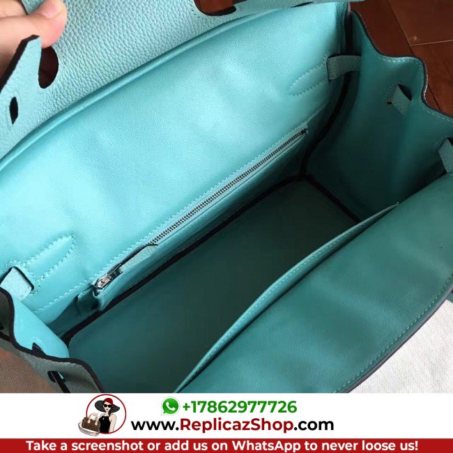Hermes Blue Atoll Clemence Birkin 30cm Lushentic AAAAA Grade Replica - Image 8